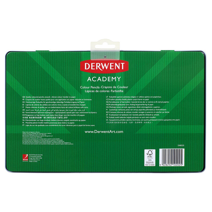 Derwent Academy Colour Pencil Full Height 36's in Metal Tin AO2300225