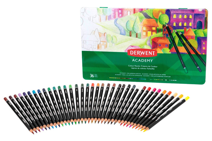 Derwent Academy Colour Pencil Full Height 36's in Metal Tin AO2300225