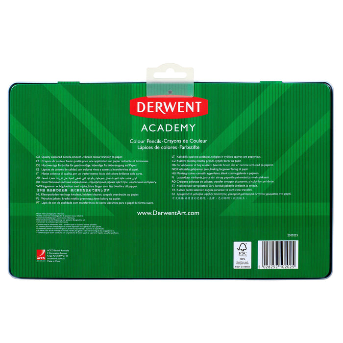 Derwent Academy Colour Pencil Full Height 36's in Metal Tin AO2300225-DO