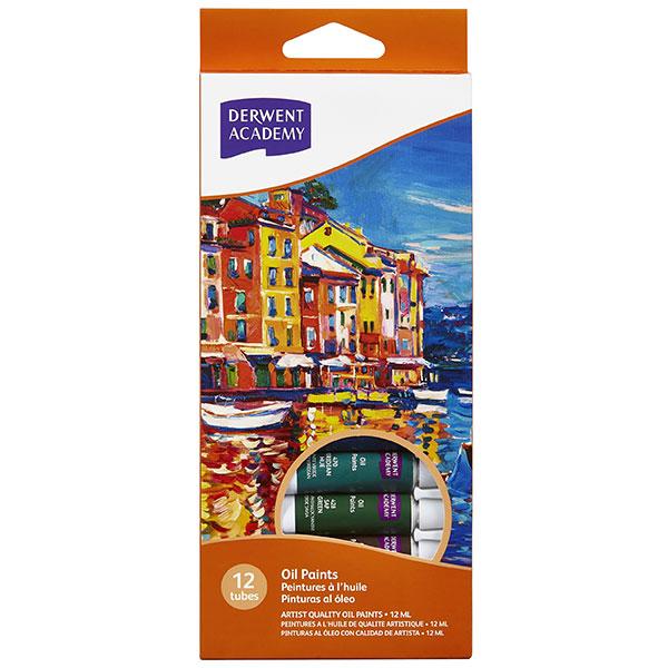 Derwent Academy Oil Paint 12ml Tube x 12's pack (33025) AOR33025