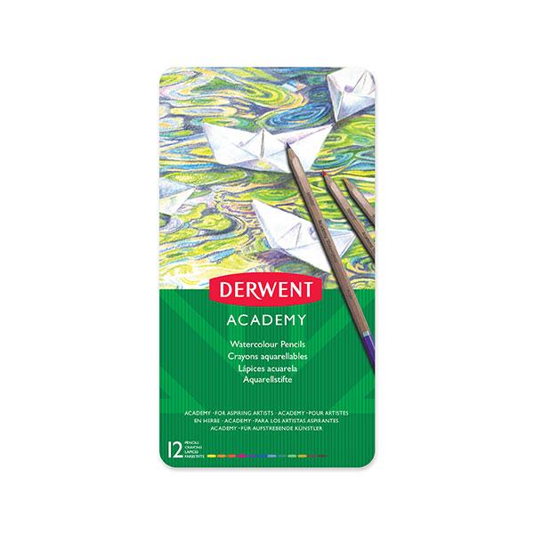 Derwent Academy Watercolour Pencil 12's in Metal Tin (2301941) AO2301941