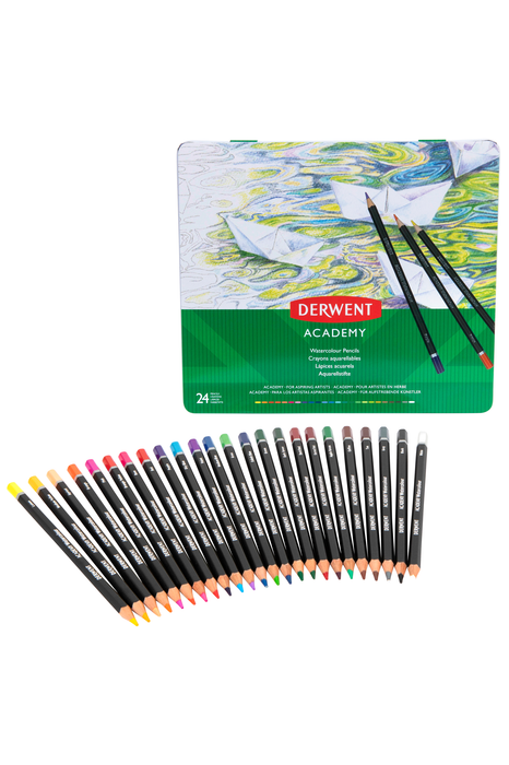 Derwent Academy Watercolour Pencil 24's in Metal Tin AO2301942