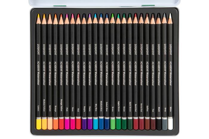 Derwent Academy Watercolour Pencil 24's in Metal Tin AO2301942