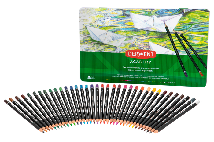 Derwent Academy Watercolour Pencil 36's in Metal Tin (2300226) AO2300226