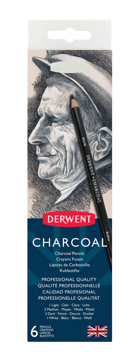 Derwent Charcoal Pencil 6's (0700838) AO700838
