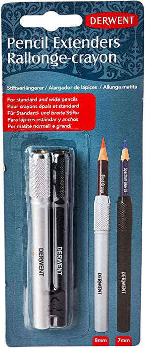 Derwent Pencil Extender Set, Silver & Black, 2 Pack AO2300124-DO