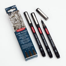 Derwent Superfine Free Flowing Permanent Line Maker, Black, Pack of 3 AO2305560