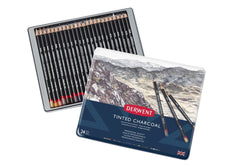 Derwent Tinted Charcoal Pencils - 24 Pencils Set in Metal Tin (2301691) AO2301691
