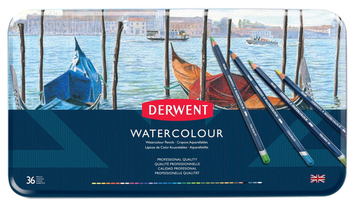 Derwent Watercolour Coloured Pencils, Drawing Pencils, Metal Tin, 36 Pencils Set (32885) AOR32885