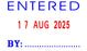 Deskmate Selfink Stamp, ENTERED plus Date AO0316070