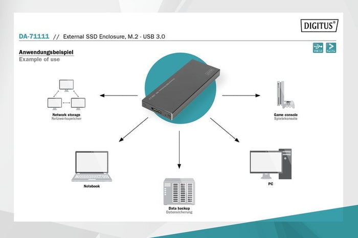 Digitus SATA USB 3.0 M.2 SSD Enclosure DVHW289