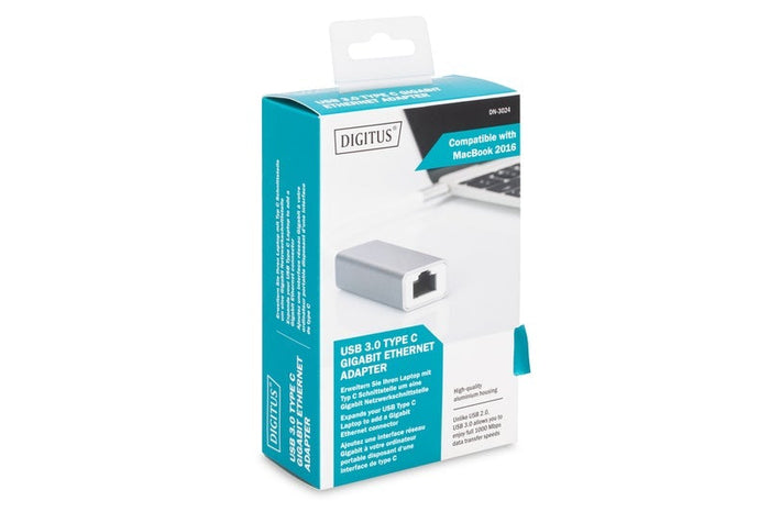 Digitus USB Type-C (M) to RJ-45 Gigabit Ethernet (F) Adapter Cable DVGR7076