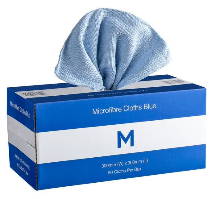 Dispenser Pack Microfibre Cloth 50's pack 300mm x 300mm x 9 Box - Blue MPH33177