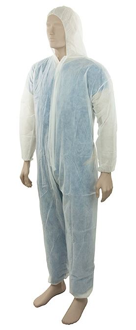 Disposable Polypropylene Coverall, Extra Large (XL) Size x 18 pieces - White MPH30503