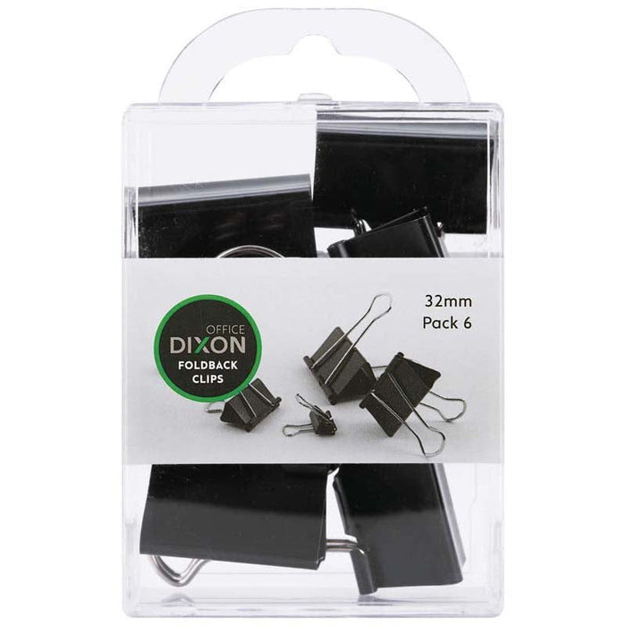 Dixon Foldback Clips 32mm x 6's pack CX290523