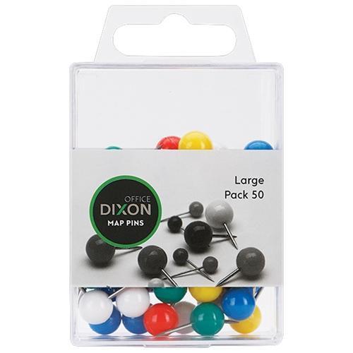 Dixon Map Pins Assorted Colours Large x 50 CX290512