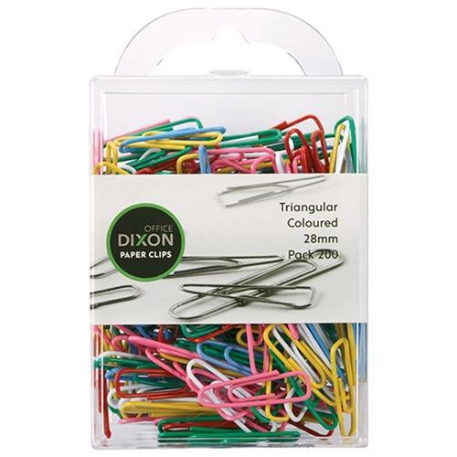 Dixon Triangle Coloured Paper Clips 28mm x 200 CX290501