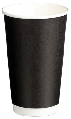 Double Wall PE Paper Cups, Black, 16oz, 90mm Diameter, 510ml x 500's pack MPH16085