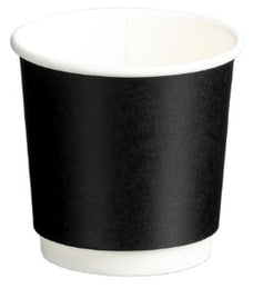 Double Wall PE Paper Cups, Black, 4oz, 62mm Diameter, 120ml x 500's pack MPH16065