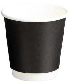 Double Wall PE Paper Cups, Black, 6oz, 80mm Diameter, 230ml x 500's pack MPH16070