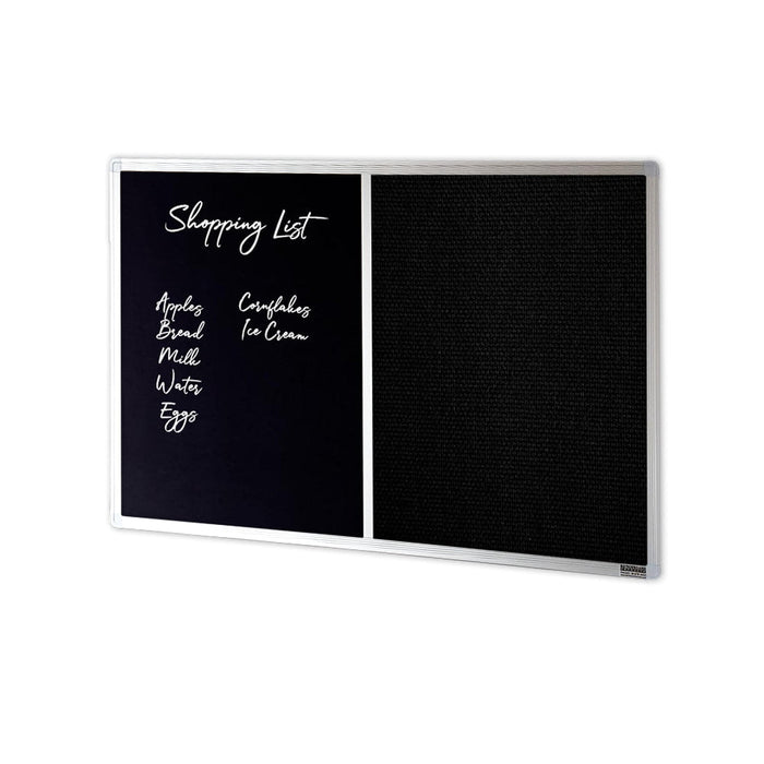 Dualboard - Chalkboard & Standard Fabric Pinboard 600mm x 600mm (Choice of Fabric Colour) Black NBCOBSFA6060-BLACK