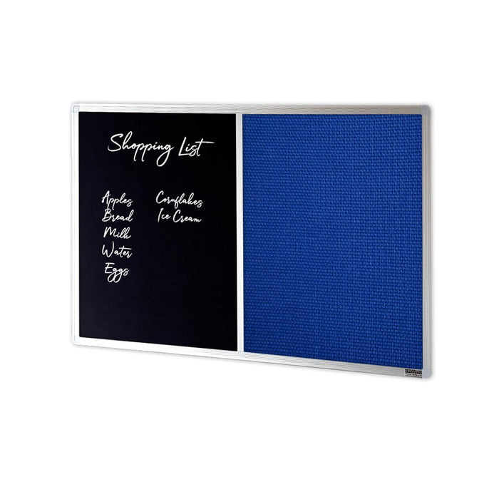 Dualboard - Chalkboard & Standard Fabric Pinboard 600mm x 900mm (Choice of Fabric Colour) Solar Blue NBCOBSFA6093-SOLAR