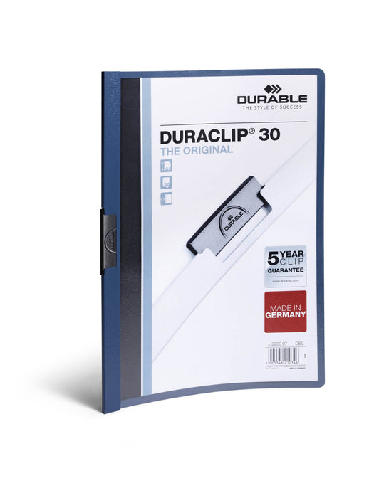 Duraclip A4 30 Sheet Punchless Document File Dark Blue AO220007
