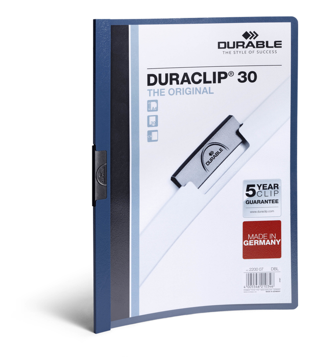 Duraclip A4 30 Sheet Punchless Document File Dark Blue AO220007