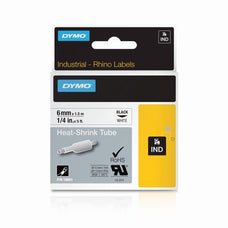 Dymo 18051 Genuine Rhino Tube Heat-Shrink Tube Labels 6mm, Black on White DSDY18051