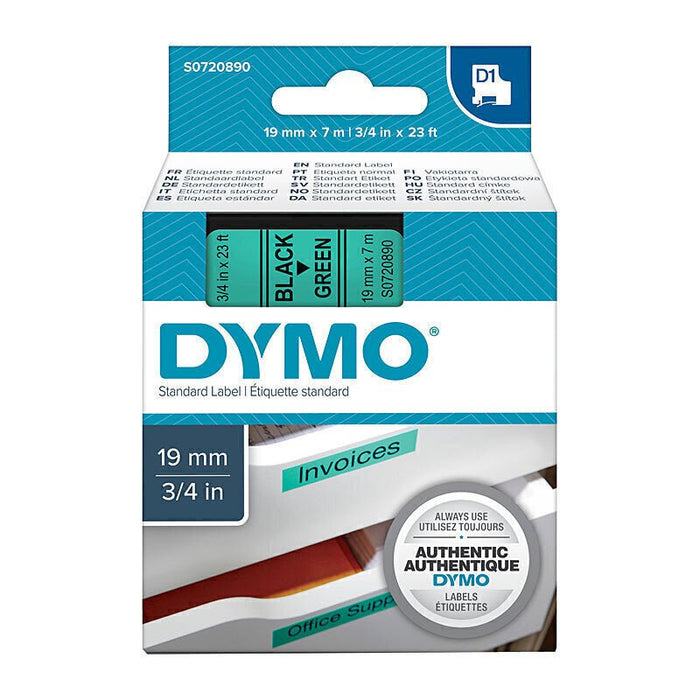 Dymo Black on Green 19mm x 7m Label Tape DSDYS0720890