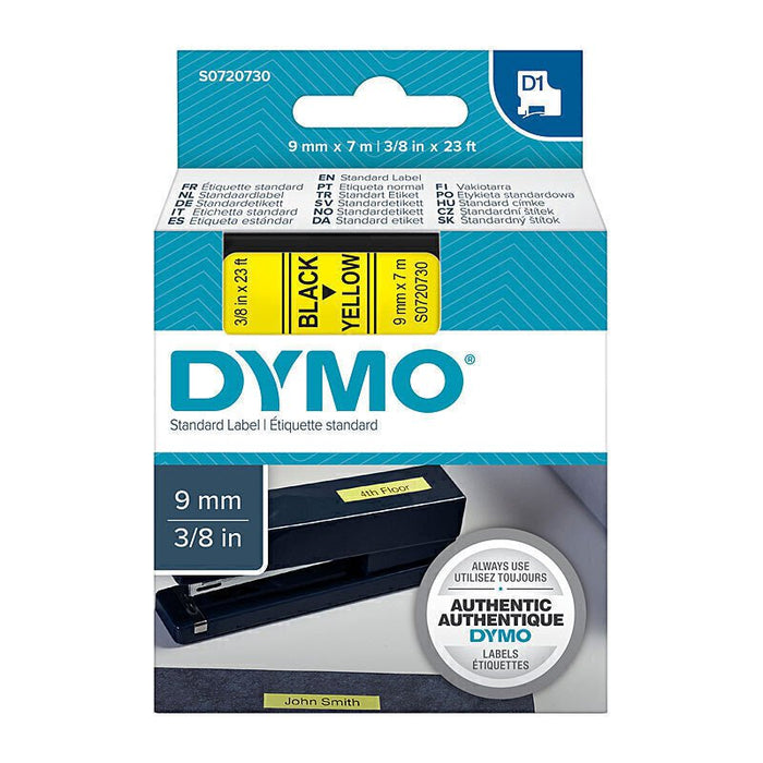 Dymo Black on Yellow 9mm x 7m Label Tape DSDYS0720730