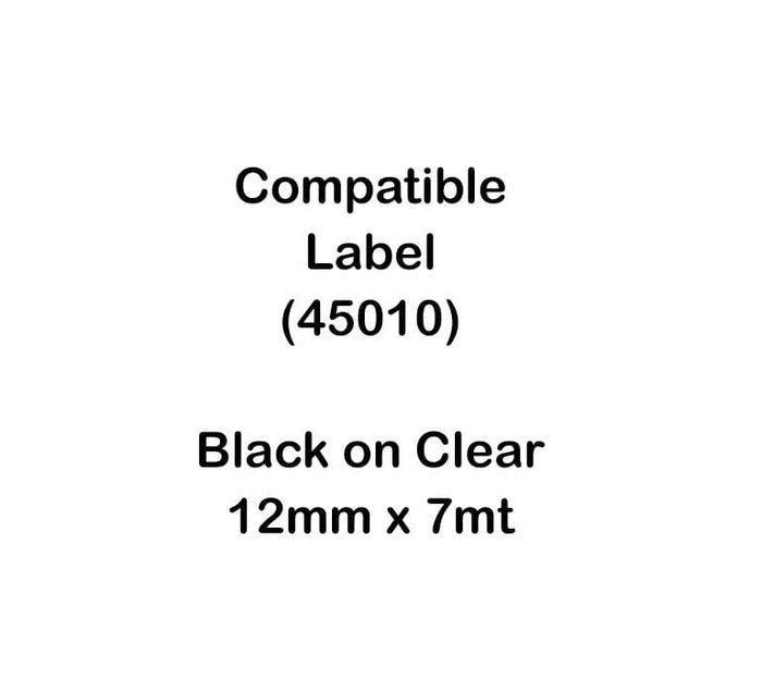 Dymo Compatible D1 Tape 12mm Black on Clear (45010) DSDCS0720500