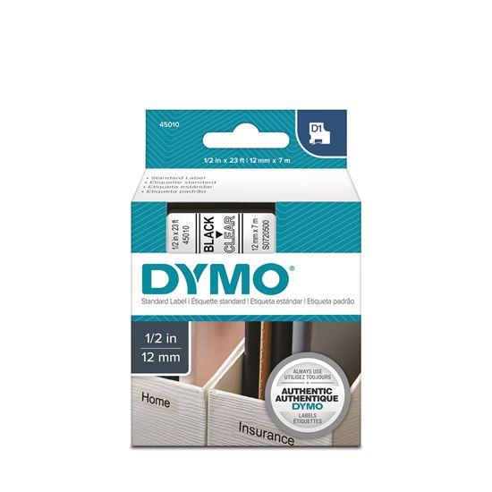 Dymo D1 Tape 12mm Black on Clear (45010) DSDYS0720500