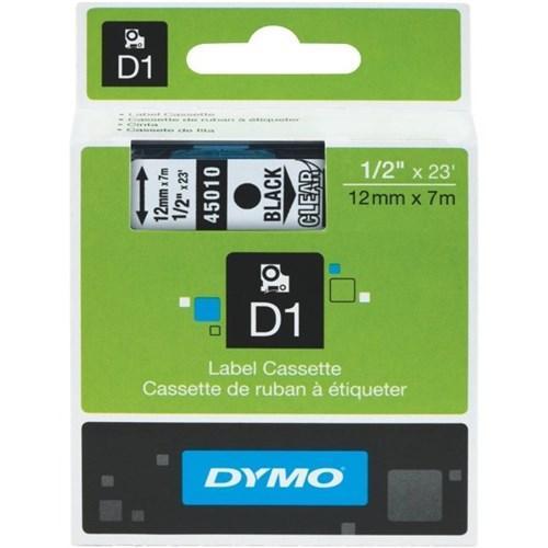 Dymo D1 Tape 12mm Black on Clear (45010) DSDYS0720500