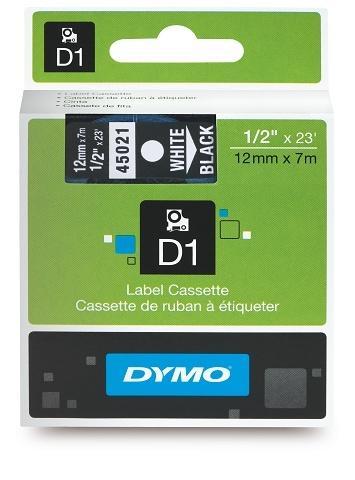 Dymo D1 Tape 12mm White on Black (45021) DSDYS0720610