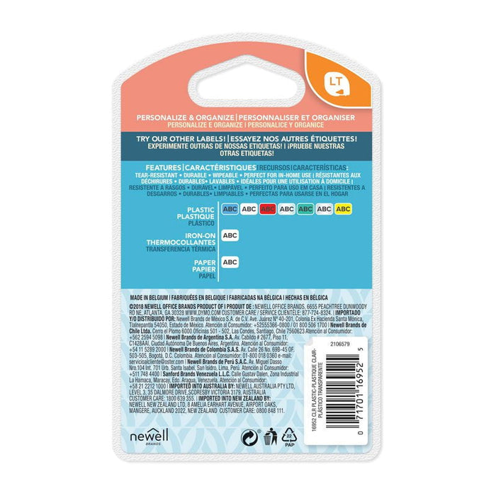 Dymo LetraTag Plastic 12mm x 4m Clear Label Tape DSDY16952