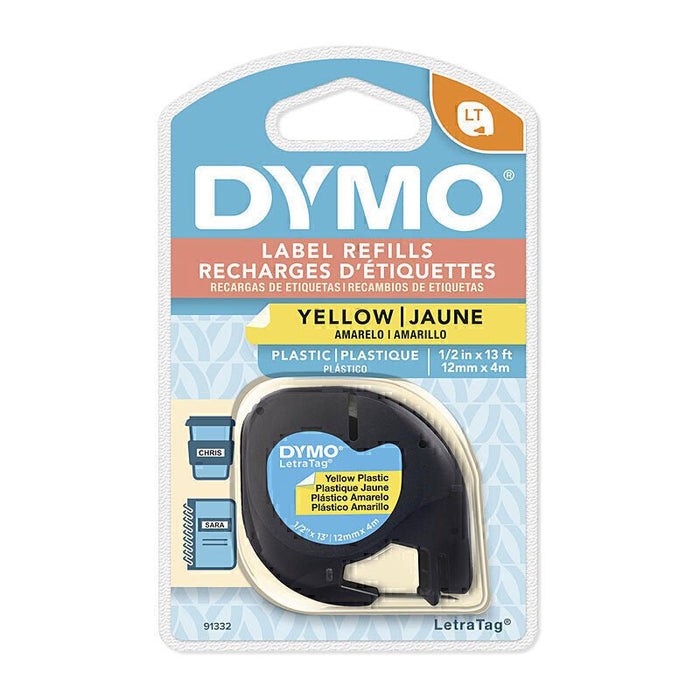 Dymo LT Plastic 12mm x 4m Yell DSDY91332