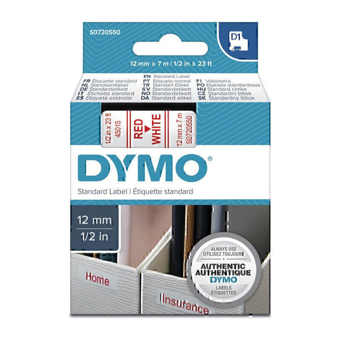 Dymo Red on White 12mm x 7m Tape (45015 / S0720550) DSDYS0720550