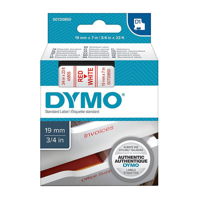 Dymo Red on White 19mm x 7m Label Tape DSDYS0720850