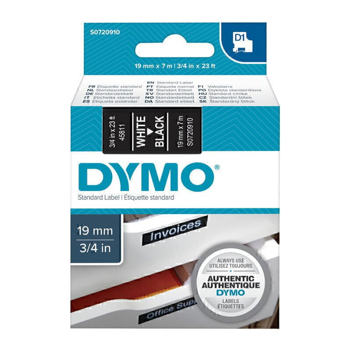 Dymo White on Black 19mm x 7m Label Tape DSDYS0720910