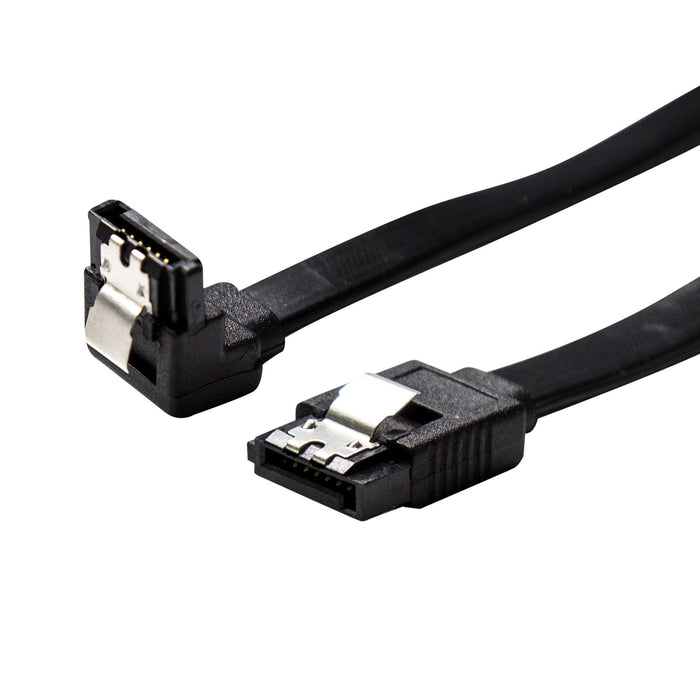 DYNAMIX 0.2m Right Angled SATA 6Gbs Data Cable With Latch. Black Colour. CDC-SATA3-R20