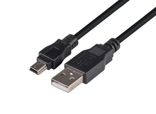 DYNAMIX 0.3m USB 2.0 Mini-B (5-pin) Male to USB-A Male Connectors. CDC-U2AMB-03