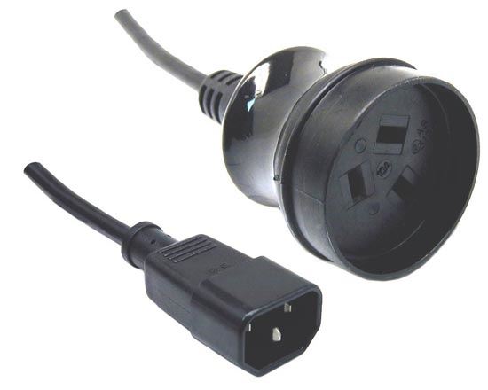 DYNAMIX 0.5m 3-Pin Socket to IEC C14 Male Connector. 10A. SAA Approved Power Cord. (Used to power standard device from UPS IEC connectors) BLACK Colour. CDC-POWERUPS