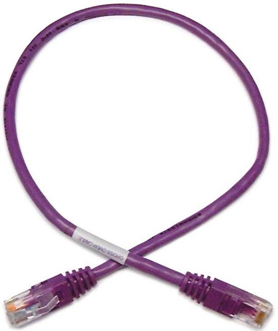 DYNAMIX 0.5m Cat6 UTP Cross Over Patch Lead - Purple with Label 24AWG Slimline Snagless Moulding with Unshielded Gold Plate Connector. CDPL-X6-0