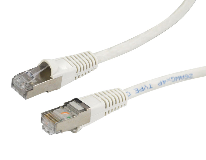 DYNAMIX 0.5m Cat6A S/FTP White Slimline Shielded 10G Patch Lead. 26AWG (Cat6 Augmented) 500MHz with Gold Plate Connectors. CDPLW-AUGS-0