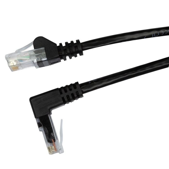 DYNAMIX 1.5m Cat6 Black UTP Right Angled Patch Lead 250MHz (T568A Specification) 24AWG Strain Relief Snagless PVC Moulding with Unshielded Gold Plate Connector. CDPLKRA-C6-1H