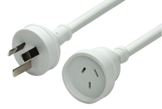 DYNAMIX 10M 240v 10A Standard Duty Power Extension Lead (3 Core 1.0mm). White Colour CDPEXT10M