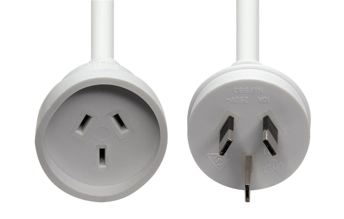 DYNAMIX 10M 240v 10A Standard Duty Power Extension Lead (3 Core 1.0mm). White Colour CDPEXT10M