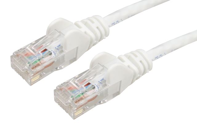 DYNAMIX 10m Cat6 White UTP Patch Lead (T568A Specification) 250MHz 24AWG Slimline Snagless Moulding with Unshielded Gold Plate Connector. CDPLW-C6A-10