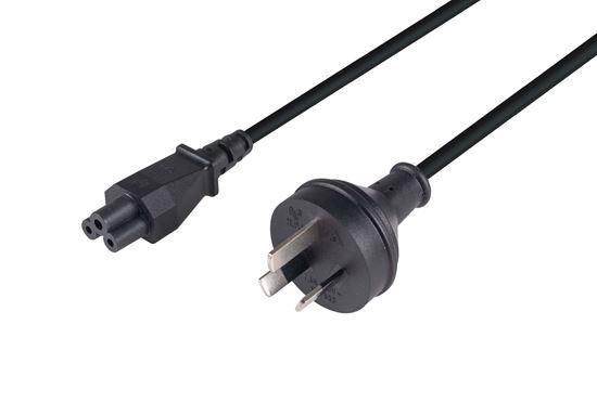 DYNAMIX 1M 3-Pin to C5 Clover Shaped Female Connector 7.5A. SAA approved Power Cord. 0.75mm copper core. BLACK Colour. CDC-POWERNC1